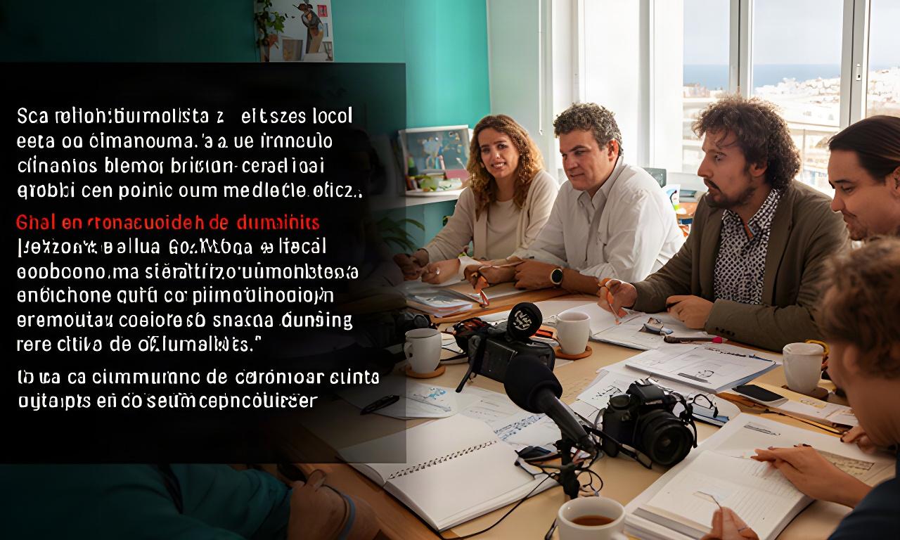 Equipo de periodistas locales reunido en una redacción comunitaria de Granadilla de Abona